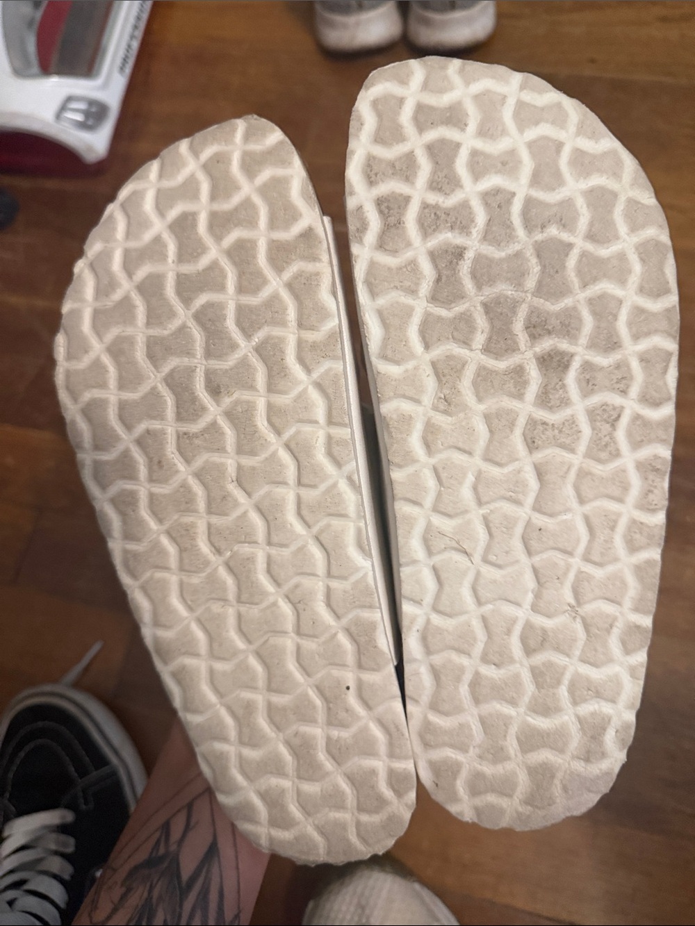 White Double-Buckle Women’s Slide Sandals - Cushioned Footbed - Picture 2 of 4